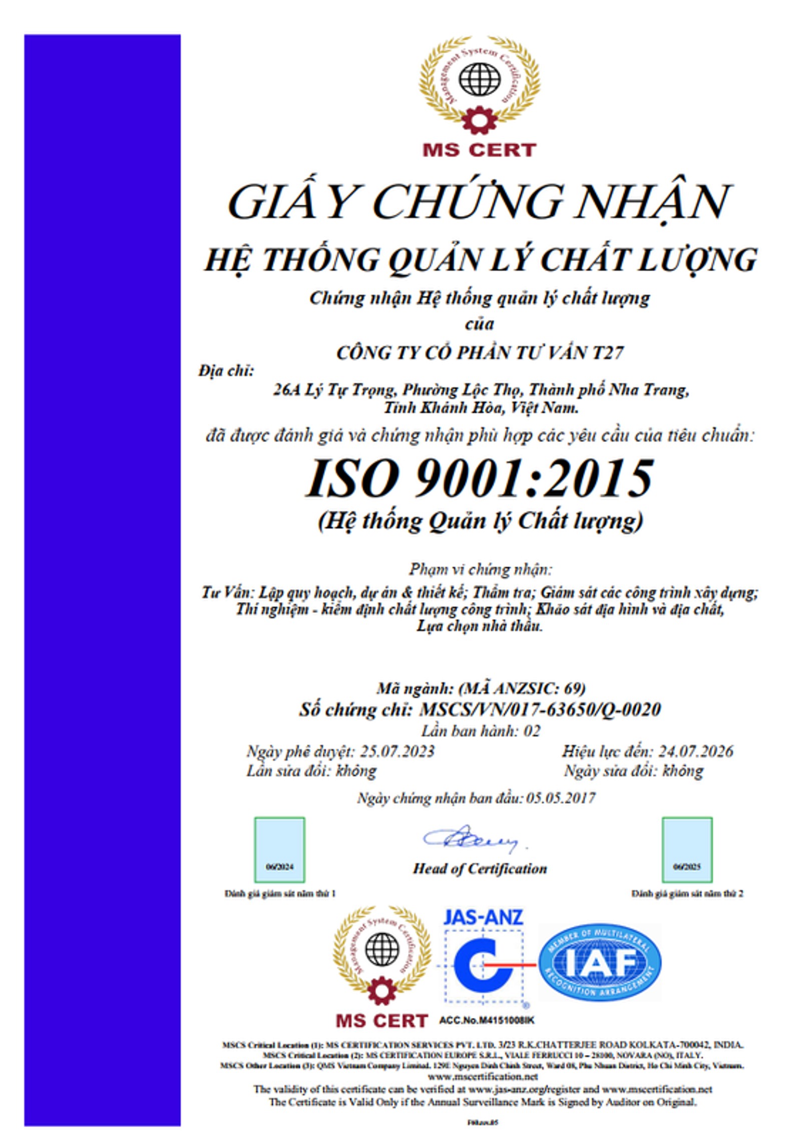 Chứng nhận ISO 9001:2015