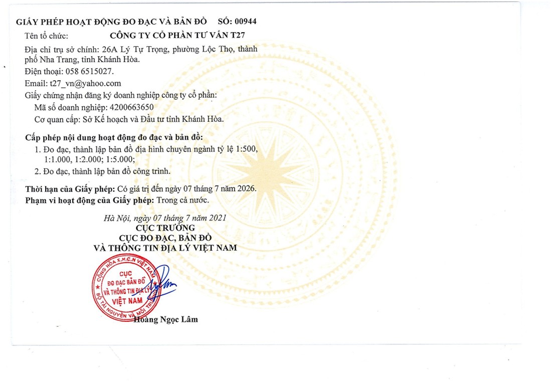 Giấy phép Hoạt động Đo đạc và Bản đồ